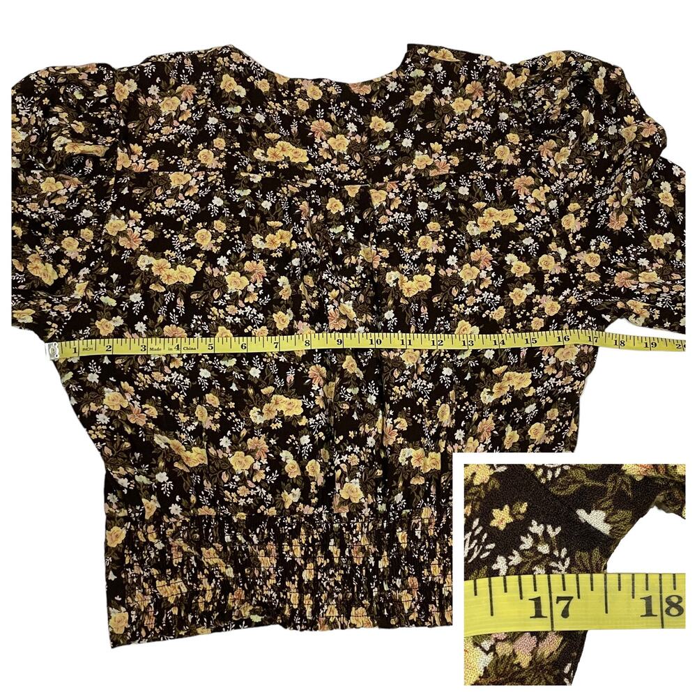 AFRM Floral Wrap Front Long Puff Sleeve Top - Fall Bouquet - Medium - Picture 4 of 12